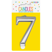 Numeral Candle 7 - Metallic Silver