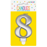Numeral Candle 8 - Metallic Silver