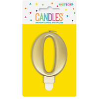 Numeral Candle 0 - Metallic Gold