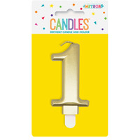 Numeral Candle 1 - Metallic Gold