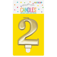 Numeral Candle 2 - Metallic Gold