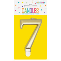 Numeral Candle 7 - Metallic Gold