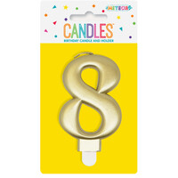 Numeral Candle 8 - Metallic Gold