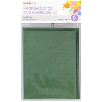 Pearlise Card & Envelope C6 6Pk  10 Dark Green