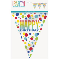 Rainbow Spots Birthday Flag Banner 3.65M (12')