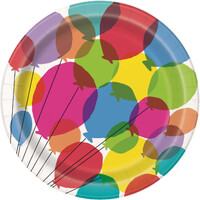 Balloons & Rainbow 8 X 23Cm (9inch) Paper Plates