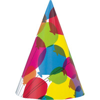 Balloons & Rainbow 8 Party Hats