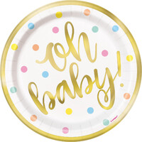 Oh Baby 8 X 18Cm (7inch) Foil Stamped Paper Plates