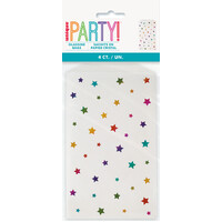 4 Rainbow Star Foil Stamped Glasine Treat Bags