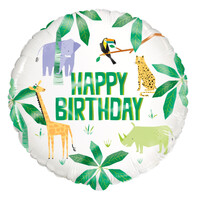 Animal Safari - Happy Birthday 45Cm (18inch) Foil Balloon