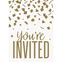 Confetti Gold 8 Invitations 9.7Cm X 3.6Cm (5.3inch X 3.8inch)