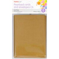 Pearlise Card & Envelope C6 6Pk  07 Dark Gold