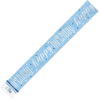 Blue Happy Birthday Prismatic Foil Banner 2.74M (9')