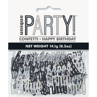 Black And Silver Happy Birthday Foil Confetti 14G (0.5Oz)