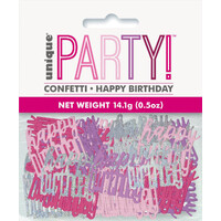 Pink Happy Birthday Foil Confetti 14G (0.5Oz)