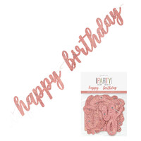 Happy Birthday Prismatic Rose Gold Foil Script Jointed Banne