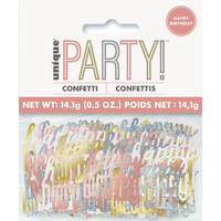 Rose Gold Happy Birthday Foil Confetti 14G (0.5Oz)