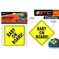 1PCE BABY ON BOARD SIGN 12.5X12.5CM