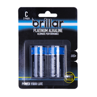 Brillar C Platinum Alkaline Batteries 2Pk