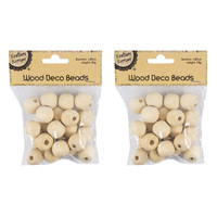 Wood 18Mm Deco Beads 50Gm