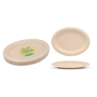 Eco Biodegradable Catering Plates - Oval 26.3Cm X 19.9Cm-20Pk