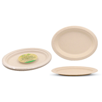 Eco Biodegradable Catering Plates - Oval 26.3Cm X 19.9Cm-10Pk