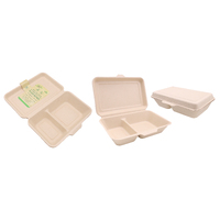 5Pk Eco Biodegradable Sugarcane 2 Section Food Box -1000Ml