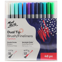 Mm Dual Tip Brush/Fineliners 48Pc Tri Grip