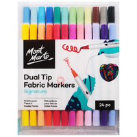 Mont Marte Dual Tip Fabric Markers 24Pc