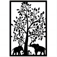 METAL ELEPHANT W TREE WALL ART 30X60CM
