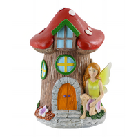POLYRESIN MUSHROOM W SOLAR LIGHT SITTING FAIRY