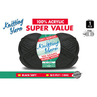 Knitting Yarn 8 Ply 100G Black