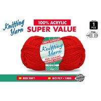 Knitting Yarn 8 Ply 100G Red