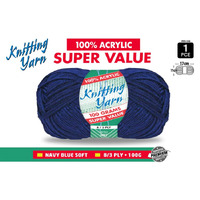 Knitting Yarn 8 Ply 100G Navy Blue