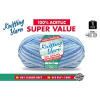 Knitting Yarn 8 Ply 100G  Skyclouds