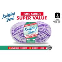 Knitting Yarn 8 Ply 100G  Laven Mix