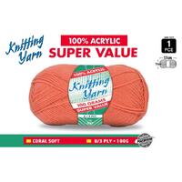 Knitting Yarn 8 Ply 100G  Coral