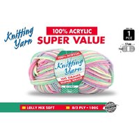 Knitting Yarn 8 Ply 100G  Lolly Mix