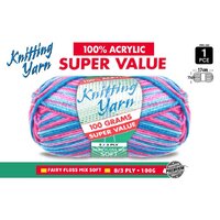 Knitting Yarn 8 Ply 100G Fairy Mix
