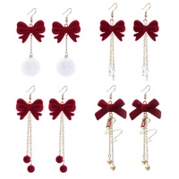 Flocked Elegant Bow Earrings Asst
