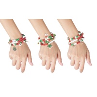 Christmas Bead Charm Bracelet 3pk Asst