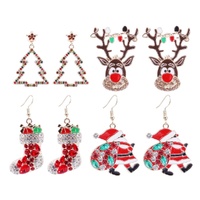 Christmas Diamante Earrings Asst