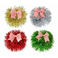 Hair Scrunchie Tinsel Stripe Bow Asst