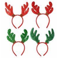 Headband Velvet/Glitter Antler Asst