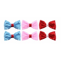 Hair Clip Sequin Bow 2pk Asst