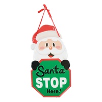 Hanging Metal Santa Stop Sign