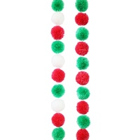 Christmas Garland Pom Pom 240cm Asst
