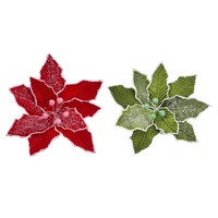Christmas Iced Poinsettia Clip Asst
