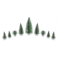 Snowy Bristle Trees 9pc Asst Sizes