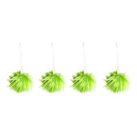 Hanging Mean Green Furry Ball 4pk